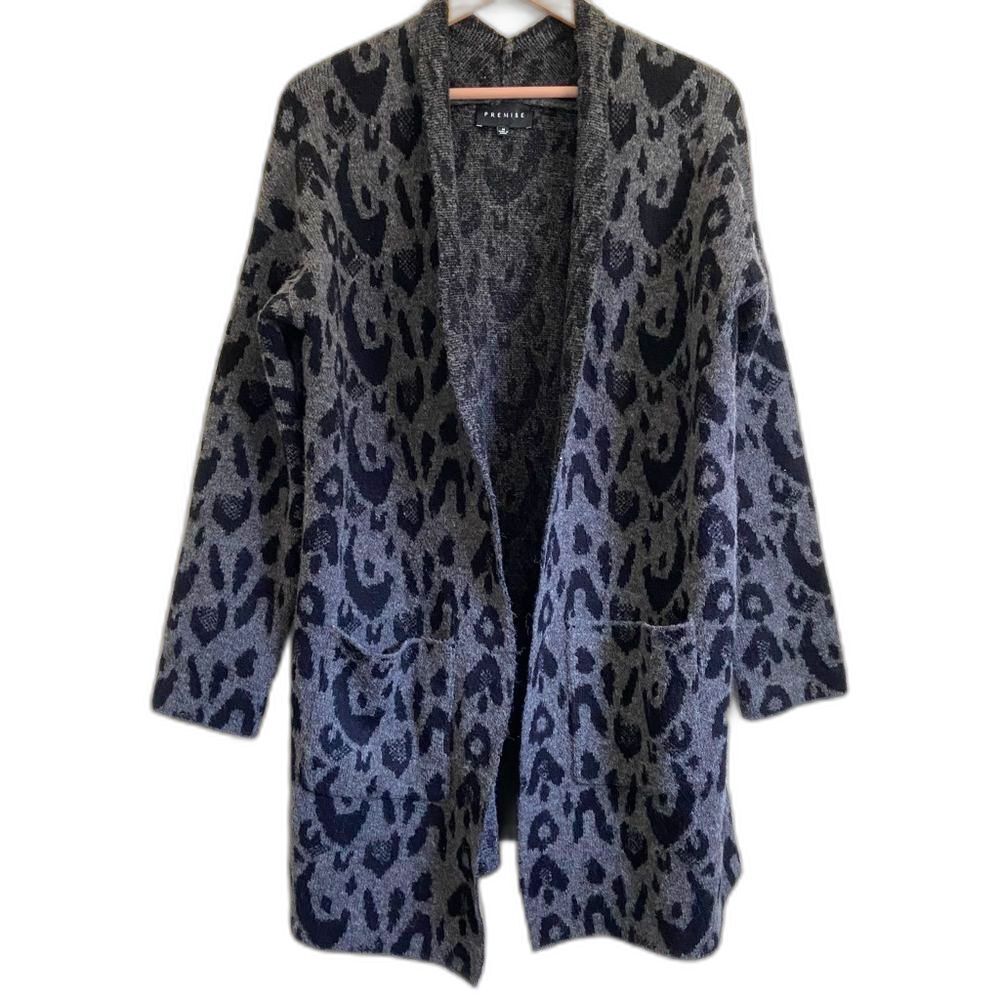 Premise Leopard Print Open Front Cardigan